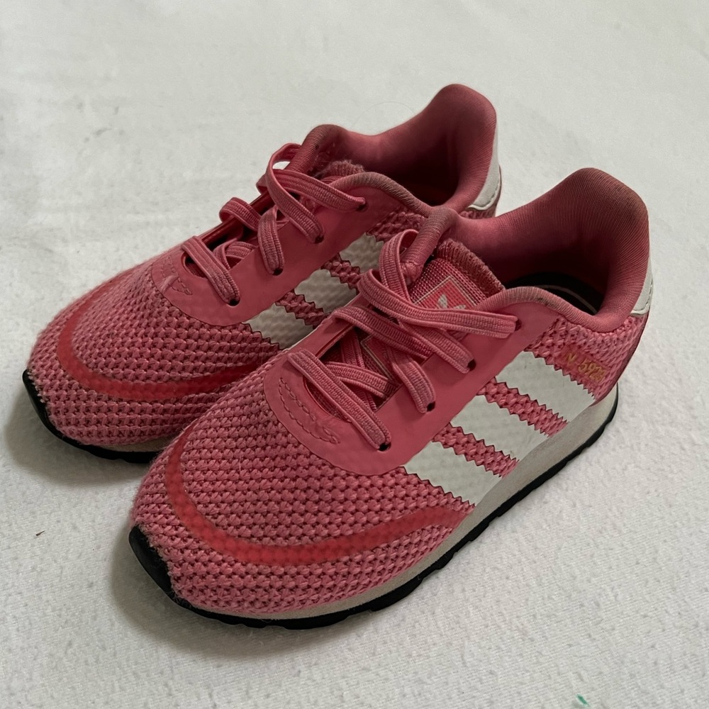Pink adidas pull-on sneakers
